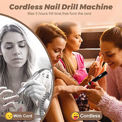 Rechargeable Electric Nail Drill Machine Set Black Ceramic Bit for Beginners - Image 6