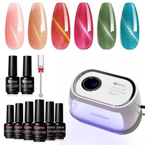 Mobray 6 Colors Cat Eye Gel Nail Polish Kit with UV LED Nail Lamp for Effortless Salon-Quality Manicures