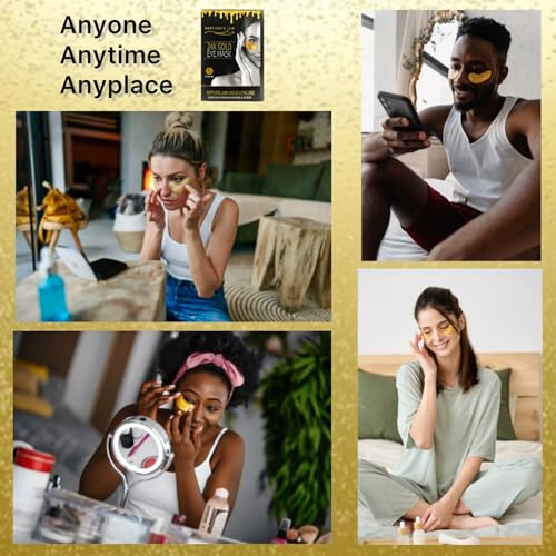 Heather's Lux 24K Gold Eye Masks Under Eye Patches Eye Gels for Dark Circles, Puffy Eyes, Puffiness, Wrinkles, Fine Lines, Rejuvenating, Hydrating, Anti-Aging (20 Pairs per Box) - Image 2