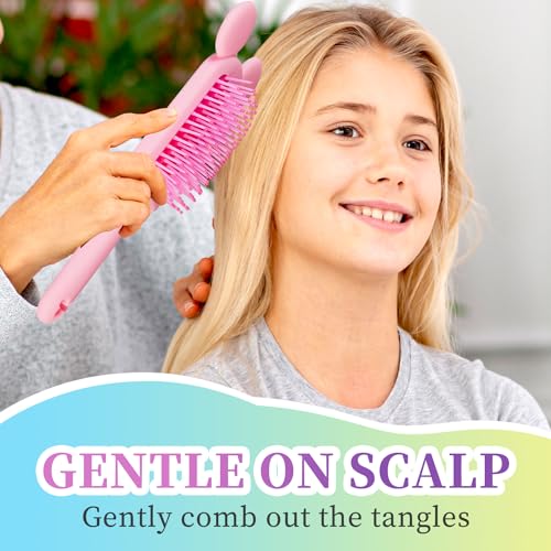 Hair Brush Wet and Dry Detangler Brush for Women Girls Kids Toddler Cute Cartoon Mouse Paddle Detangling Comb for Curly Thick Wavy Thin Hair Smoothing Anti Frizz Tangle Free Hairbrush Set - Image 5