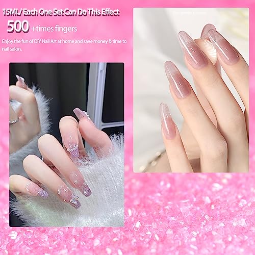 15ml Glitter powder Jelly Gel Nail Polish Set Pastel gel nail polish Nude Transparent Gel Polish Kit UV LED Soak Off Nail Polish DIY Manicure Nail Salon Semi Permanent Nail Polish Kit 9PCS (Brown) - Image 2