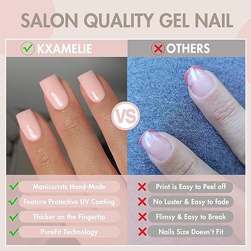 30 PCS Press on Nails Medium Short Square Nails,Reusable Light Blue Nails Glue on Nails Press ons,15 Sizes-30 Fake Nails Set Soft Gel Nails,False Nails for Women Girls - Image 5