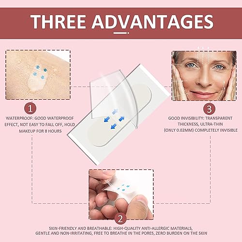 Instant Face Lift Tape Invisible,Face LiftingTape for Wrinkles,Face Sticker, Face Tape Lifting Invisible for Waterproof Makeup Tool Instant Face Eye Neck Tape Double Chin Lift Tape 40PCS - Image 3