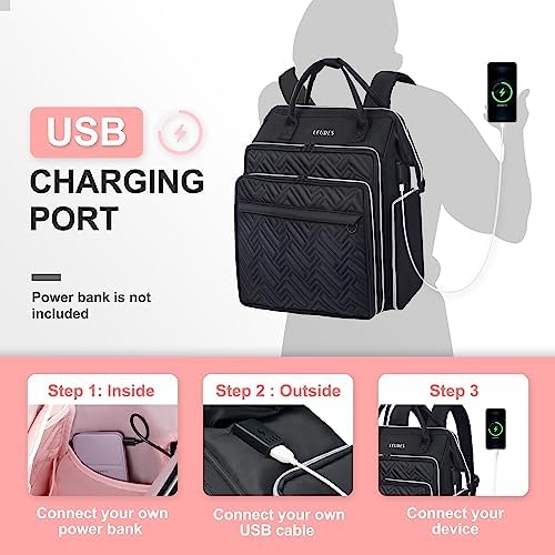 Leudes Nail Polish Organizer Holder 77 Bottles Storage for Nail Techs Supplies Nail Bag Case Backpack with USB Charging Port - Image 6