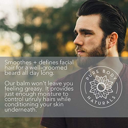 Natural Beard Balm for Men, Non-Greasy Beard Wax and Conditioner for Beard Growth, Amber Musk Scent Mustache Wax, Cruelty-Free, Beard Conditioner, Softening Beard Care by Pure Body Naturals, 1.75oz - Image 5