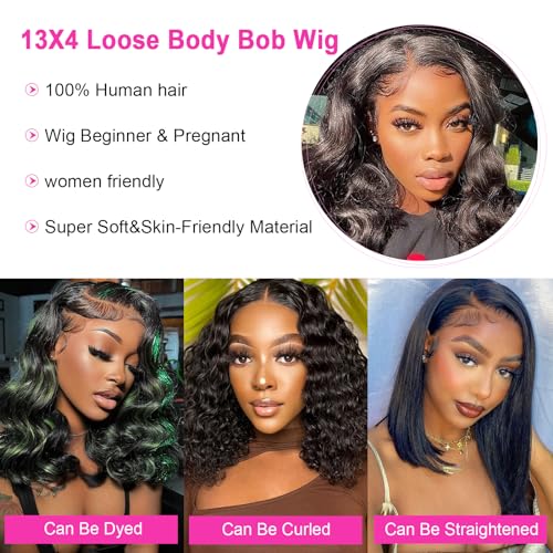 10 Inch Body Wave Bob Lace Front Wigs Human Hair Pre Plucked Bob Wig Human Hair 13x4 HD Full Lace Front Wigs Human Hair for Black Women Human Hair Glueless Wigs Human Hair with Baby Hairline - Image 6