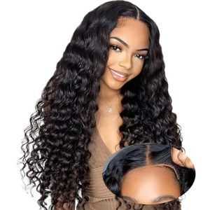 24 Inch 180% Density Deep Wave Glueless Lace Front Wig for Black Women