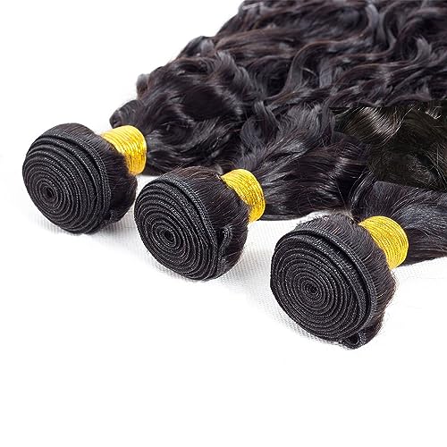 26 28 30 Inch Water Wave Human Hair Bundles Brazilian Unprocessed Virgin Hair 3 Bundles Wet and Wavy Bundles Human Hair Ocean Wavy Bundles Hair Weave Natural Black Color - Image 4