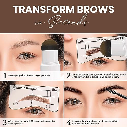 Eyebrow Stamp Stencil Kit (Blonde), Eyebrow Stamp Pomade with 24 Reusable Thin & Thick Brow Stencils, Eyebrow Stencils Shaping Kit Definer for Natural Look - Image 4