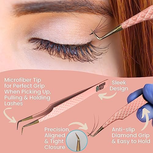 Limited Edition Baby Pink 90 Degree Lash Tweezers for Precision Application - Image 2