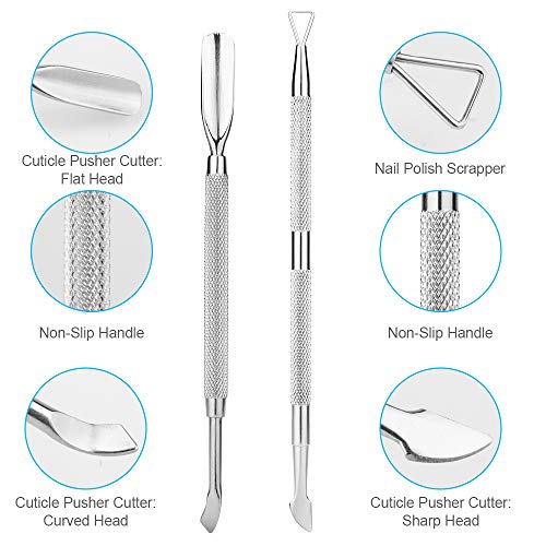 2PCS Cuticle Pusher and Cutter Set, Triangle Cuticle Nail Pusher Peeler Scraper, Professional Grade Stainless Steel Cuticle Remover, Durable Pedicure Manicure Tools for Fingernails Toenails by NANTuYo - Image 3