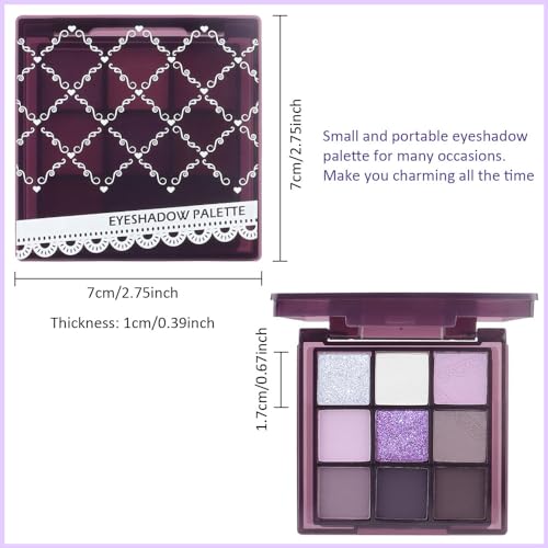 9-Color Purple Pink Eyeshadow Palette, Highly Pigmented Long-Lasting Waterproof Shades - Image 6