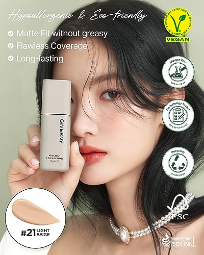 GIVERNY Light Beige Matte Foundation 30ml for Oily Skin Long-Lasting - Image 3