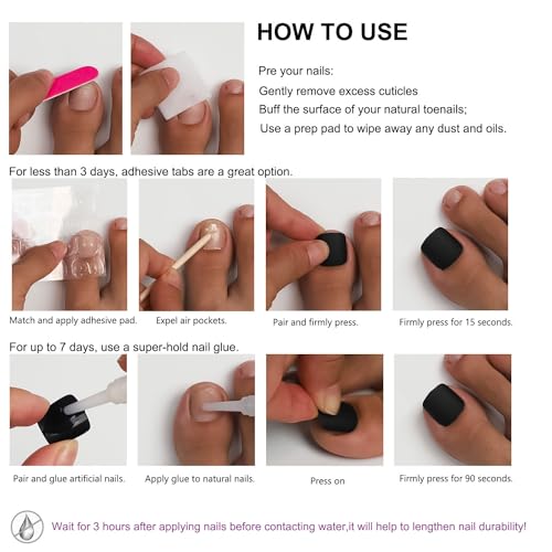 28Pcs 14 Sizes Press on Toenails,ANYOS Solid Color Matte Acrylic Fake Nails,Square Short Toe ons for Women with 48pcs Jelly Stickers,Nail Glue Included (Light Coffee) - Image 7