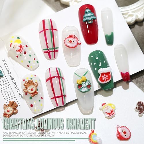 80pcs Cute Glow Christmas Nail Charms for DIY Manicure Decoration - Image 5