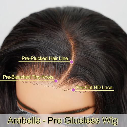 Arabella Hair 12 inch 5x6 Bob Wig Human Hair Real 210% Density Ready to Go Glueless Wig 12a Straight Bob Wigs Human Hair Pre Cut Lace Pre Bleached Tiny Knots (12 inch, 5x6 Glueless Bob) - Image 5
