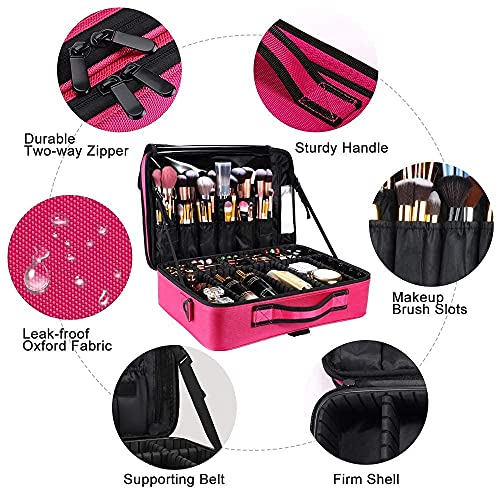 Gzcz 16-Inch Professional Makeup Travel Case Large Capacity Adjustable Dividers - Image 4