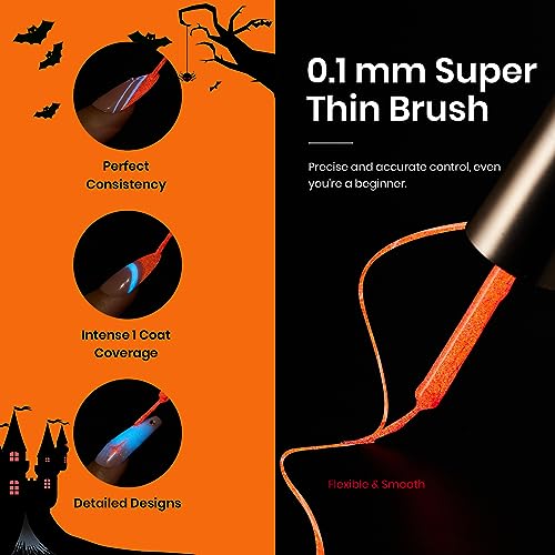 beetles Gel Polish Red Gel Liner Nail Art Glow in the Dark Luminous Blue Gel Manicure Halloween Fall Winter Gel Nail Art Rhinestones Glue Set for Diy Nail Art - Image 5