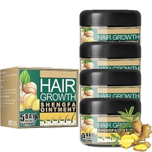 Natural Hair Growth Ginger Cream, Moisturizing Scalp Hair Regrowth Hair Follicle Hair Care Essence Cream, Massage Hair Follicle, For Hair Loss and Hair Thinning Treatment for Men Women (4Pcs)