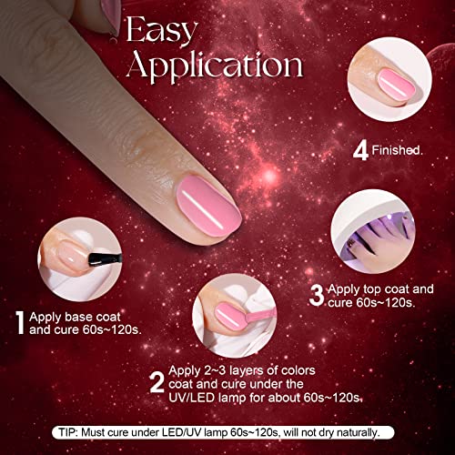 ROSALIND 6PCS Nude Pink Gel Nail Polish Kit Soak Off Manicure Nail Art - Image 7