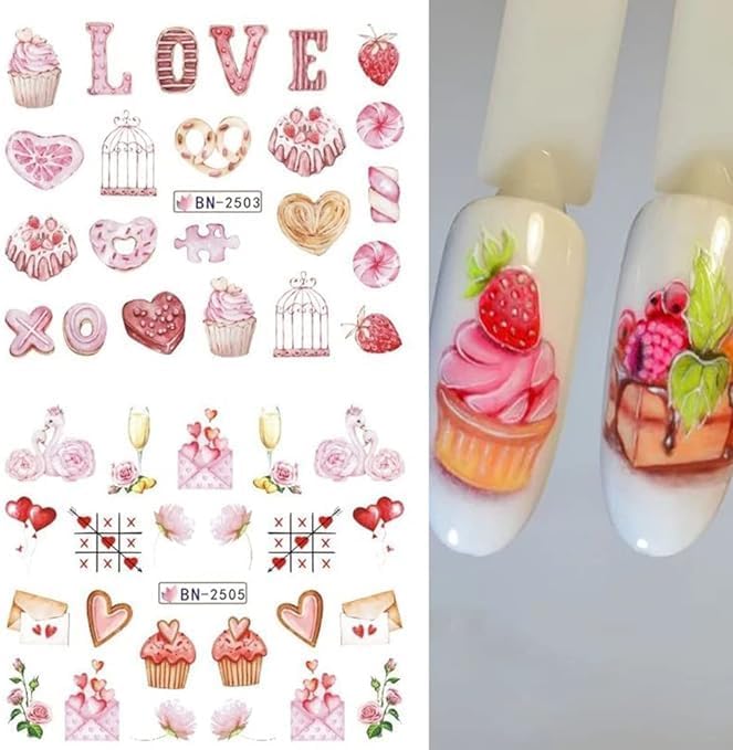 Valentine's Day Heart Nail Stickers for Women and Girls - 30 Piece Set - Image 3