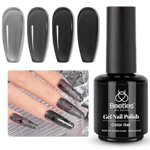 Beetles Gel Nail Polish 15ml Jelly Nude Black Gel Nail Polish+1 Pcs 15ml White Color