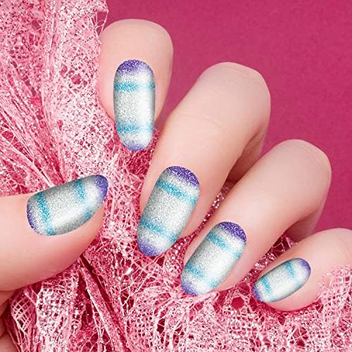 320 Pieces 20 Sheets Glitter Nail Polish Strips with Nail File Nail Stickers Full Nail Wraps Self Adhesive Nail Strips for Women Girl Nail Art Accessories - Image 5