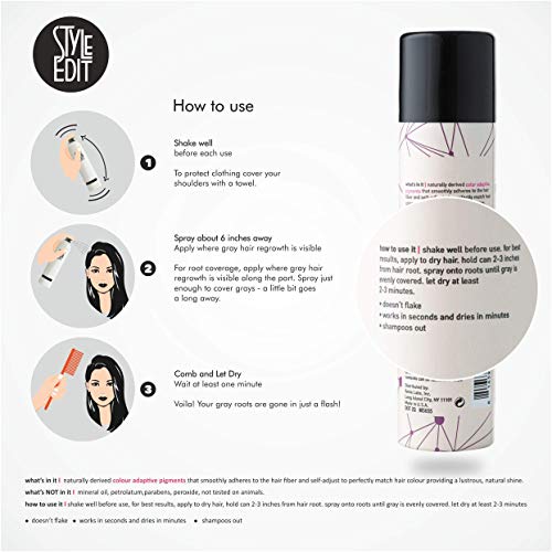 Style Edit Root Concealer Spray and Touch Up Powder for Black Hair, 3 oz - Image 3