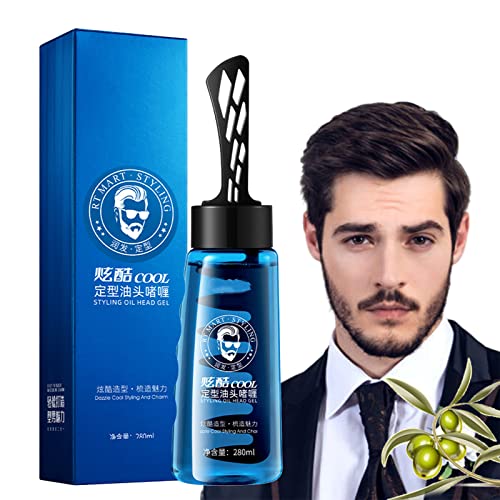 Homezore Hair Styling Gel, 2-In-1 Hair Wax Gel with Comb Long-lasting Fluffy Men, Fast Build Hair Salon Styling Gel, Lasting Fluffy Styling Gel for Curly Hair