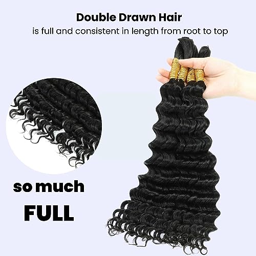 Deep Curly Human Braiding Hair For Boho Braids 15A Soft Thick Bulk Braiding Hair 18 Inch 200g (50g*4pc) Human Bulk Virgin Human Braiding Hair For Micro Braids Hair No Weft (Deep Bulk, Natural Black) - Image 3