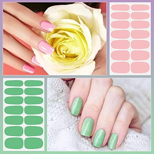 DANNEASY 16 Sheets Nail Wraps for Women Stick On Nail Polish Strips Solid Color Gel Nail Strips Self Adhesive Nail Polish Stickers Manicure Sticker for Nail Art with Nail File, Cuticle Stick - Image 3