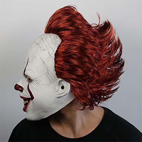 Scary Clown Mask Cosplay Led Light Up Horror Joker Mask with Hair Halloween Latex Adult Women Man Mask - Image 6