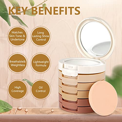 Multi-layer 5 Colour Makeup Powder Compact Powder Make up Contour Face Bronzing Foundation Correcting Pressed Powder - Facial Base Contouring Beauty Cosmetics Bronzer Pallet Palette - Image 2