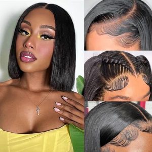 10 Inch Bob Wig Human Hair Glueless HD Lace Front Wig with Baby Hair