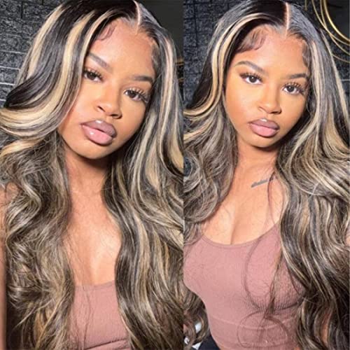 KLAIYI 20 Inch Chocolate Brown Blonde Ombre Body Wave Lace Front Wig - Image 9