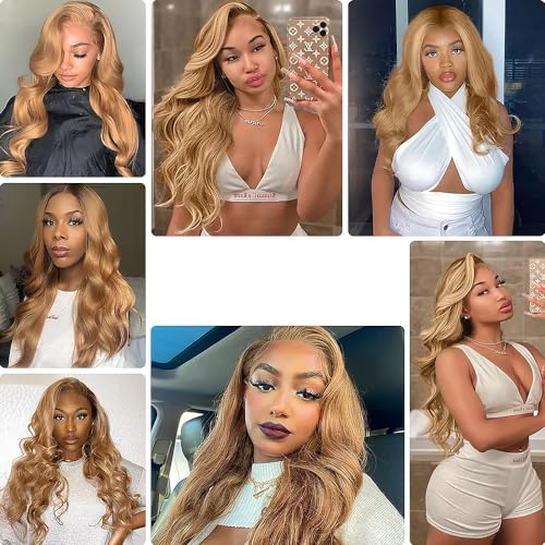 27 Body Wave Bundles Honey Blonde Bundles Human Hair 16 18 20 Inch Weave Extensions Hair 8A Grade Blonde Body Wave Human Hair Bundles Soft And Healthy for Women - Image 2