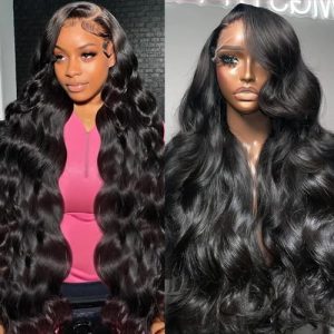 13x6 Lace Front Wigs Human Hair 180 Density Body Wave HD Lace Frontal Wig Pre Plucked Brazilian Human Hair Wigs for Black Women Natural Hairline Glueless Human hair wigs with Baby Hair 24inch