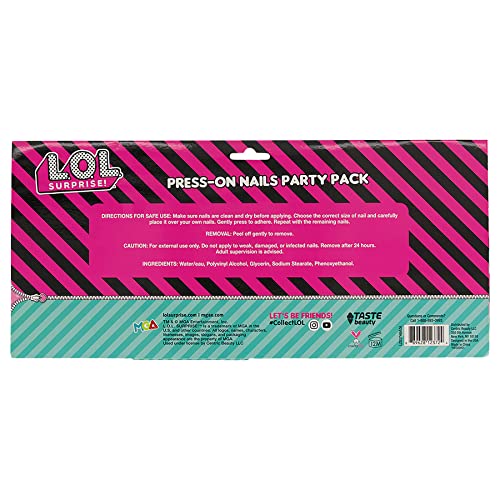 Taste Beauty LOL Surprise Faux-Nail Party Set for Kids, Tear-and-Share Nail Set, 80 Faux Nails - Image 2