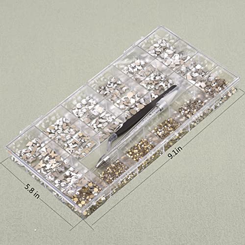 30 Shapes 4390pcs Nail Rhinestones Kit Multi Big and Small Crystal White Clear 3D Flat Back Glass Nail Gems Mix Round Beads Diamond Nail Art Charms with Tweezers and Picker for Crafts Decorations - Image 8