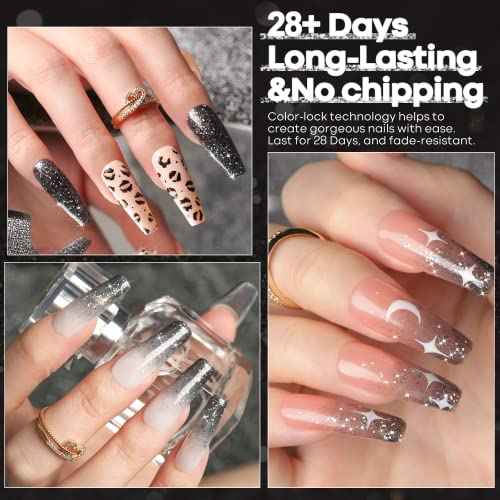 modelones Gel Nail Polish, 15ML Shade of Black Glitter Holiday Gel Polish Soak Off LED Color Nail Polish, 0.5 Fl Ounce - Image 4
