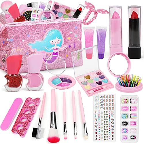 TOY Life Kids Washable Mermaid Makeup Kit for Girls Ages 4-12 with Non-Toxic Formula