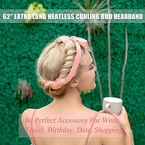 Heatless Curlers to Sleep in Heatless Curling Rod Headband For Long Hair Overnight No Heat Curls For Women velvet Hair Rollers, Bottle, Hair Clips, Scrunchie, Rat-tail Comb, 6 Pieces Set (pink) - Image 6