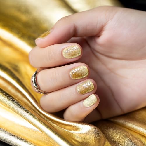RARJSM Cat Eye Gel Nail Polish with Magnet Stick Diamond Brown Gold Velvet Cateye Glitter Gel Polish 15ml Single Bottle Sparkle Shimmer UV LED Curing Requires Soak Off Home Salon Christmas Manicure - Image 3