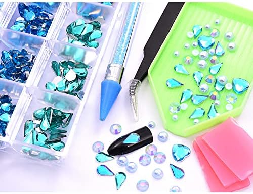 DIY Nail Art Rhinestone Kit 2-10mm Hearts Pearls Diamonds Acrylic Flat Bottom with Tools - Image 7