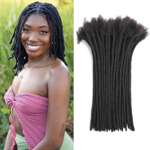 8 Inch Natural Black 0.6cm Human Hair Loc Extensions 20 Strands Dyeable Handmade