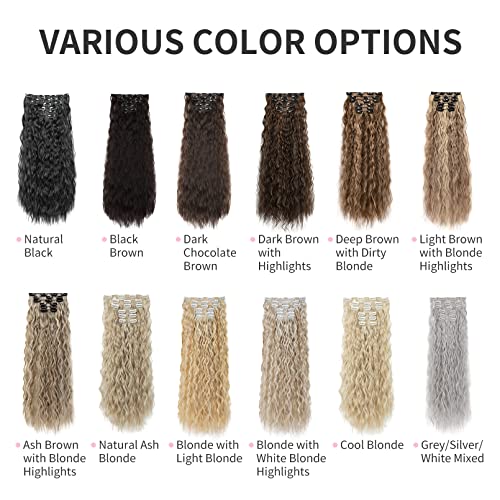 FLUFYMOOZ Clip In Hair Extensions,6PCS Hair Extensions Long Mermaid Waves Wavy Synthetic Clip On Hairpiece For Women 24 Inch (Natural Black) - Image 7