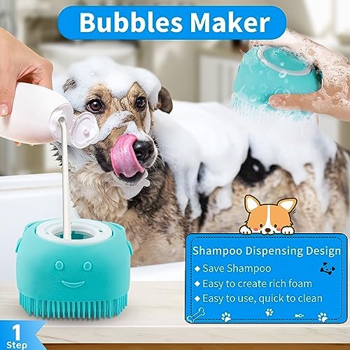 3 Piece Pet Bath Brush Set for Short and Long Hair Dogs Blue/White - Image 2