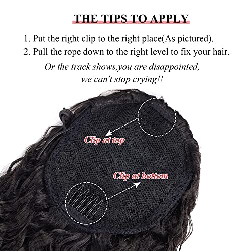 30inch Long Corn Curly Wave Drawstring Ponytail Synthetic High Puff Hair Pieces With Comb Black Wavy Clip in Extensions (1B) - Image 6