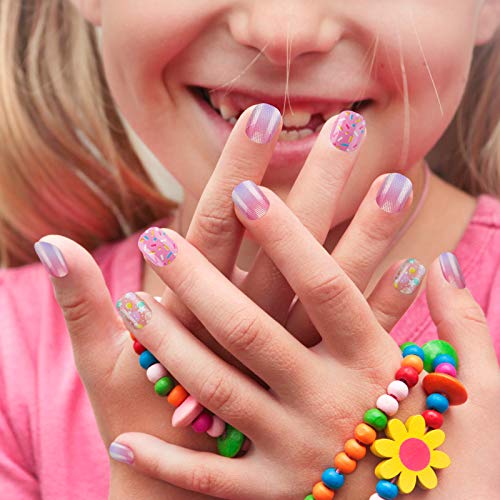240 Pieces Press on Nails for Kids Girls with Cartoon Gradient Short Nail Tips - Image 2