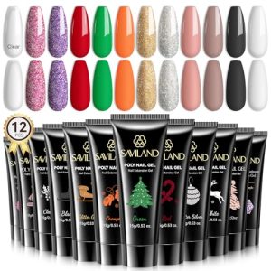 Saviland Poly Gel Nail Kit: Starter Kit Poly Hard Extension Gel at-Home Manicure Long Lasting Super Durable No Lifting Beginner Gift Set